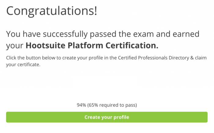 Hootsuite platform certification exam answers