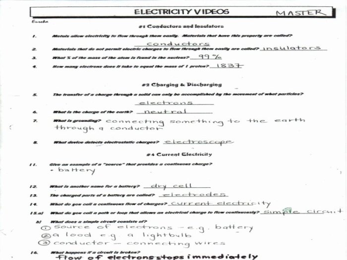 Bill nye's static electricity video worksheet